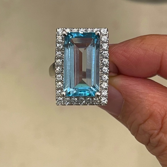 Huge blue quartz sterling silver ring - Picture 11 of 13